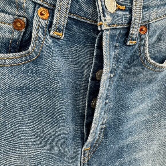 RE/DONE 90s High Rise Ankle Crop Jeans Sz 25 Button Fly Aged Indigp Blue - Picture 4 of 10